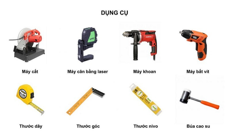 Chuẩn bị dụng cụ thi công giàn lam gỗ nhựa