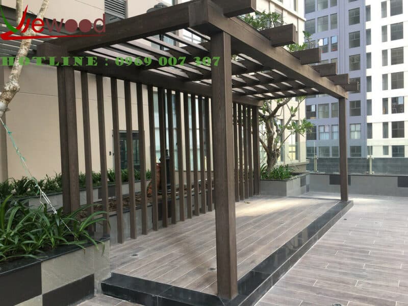 Giàn hoa pergola gỗ nhựa tinh tế